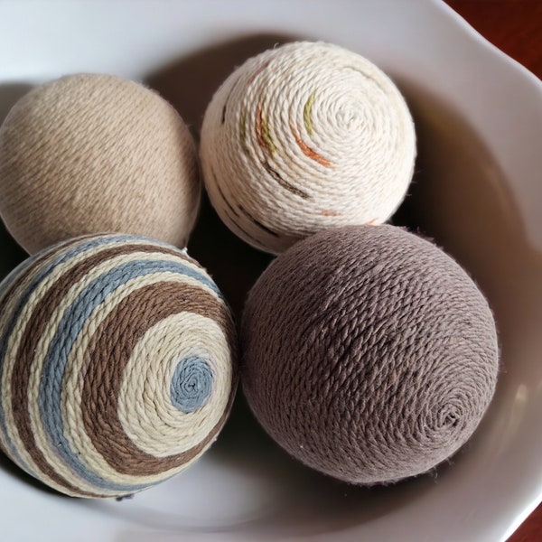 Cotton Cord Wrapped Balls Rustic Farmhouse Your choice of mix or match colors Cotton Yarn Balls