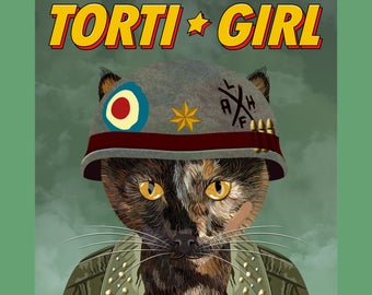 Tank Girl - Cat Art - 8x10 Purrsonalities print (pet portrait gift art)