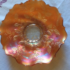 Marigold carnival glass dish