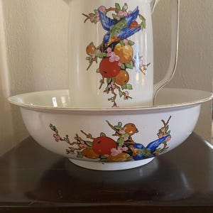 Antique wash basin an pitcher