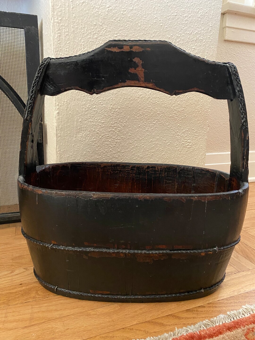 Antique Wooden Well Water Bucket Etsy