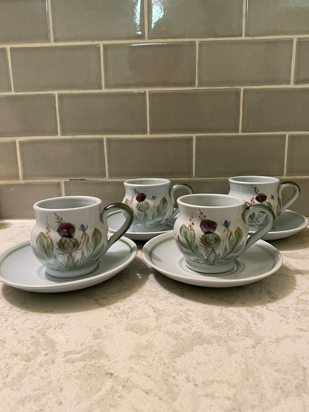 Buchan Thistle Ware Cups and Saucers Etsy