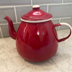 vintage enamelware teapot