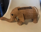 Vintage wicker elephant planter