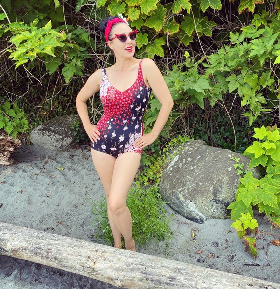 Vintage 70s floral Cole of California bathing suit