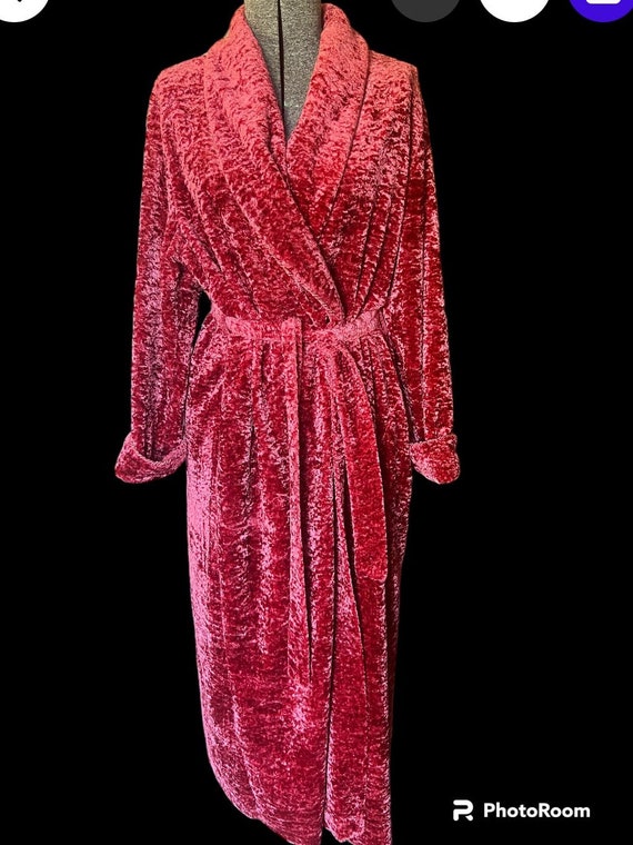 Vintage Diamond Tea velvet chenille robe L  *read… - image 2