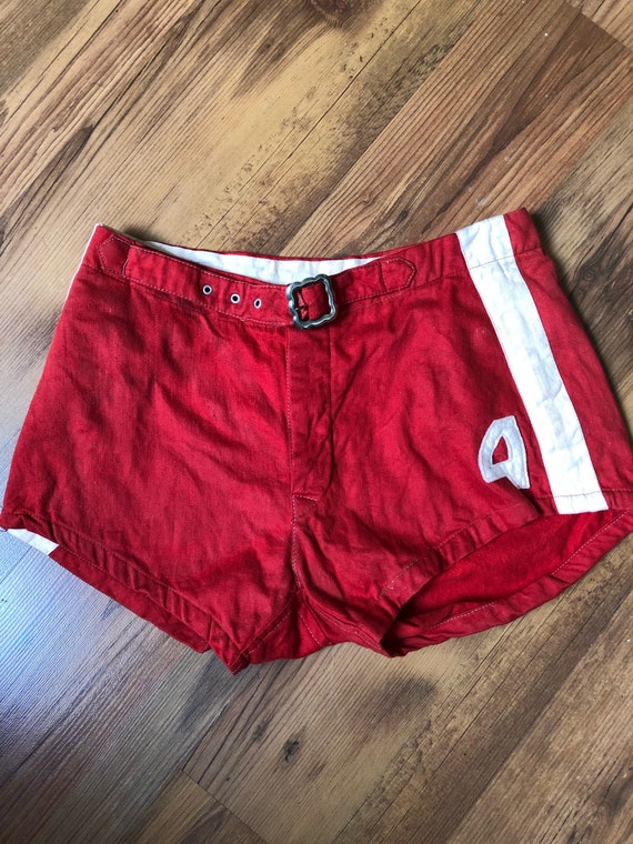 1940s red men's basketball shorts true vintage