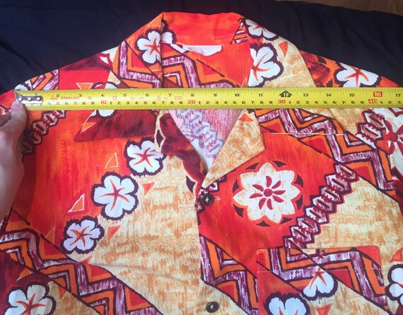 Big sale Bark cloth Hawaiian shirt orange 60s - image 7