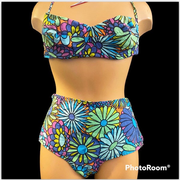 Vintage 60s floral bikini small/medium