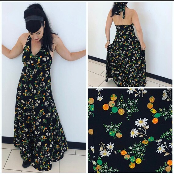 Gorgeous 1970s fall maxi dress Halloween colours