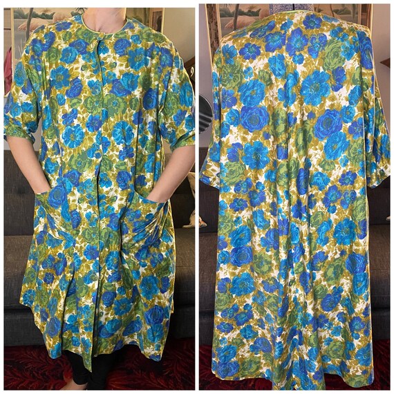 Vintage 1950s day dress robe swing style floral