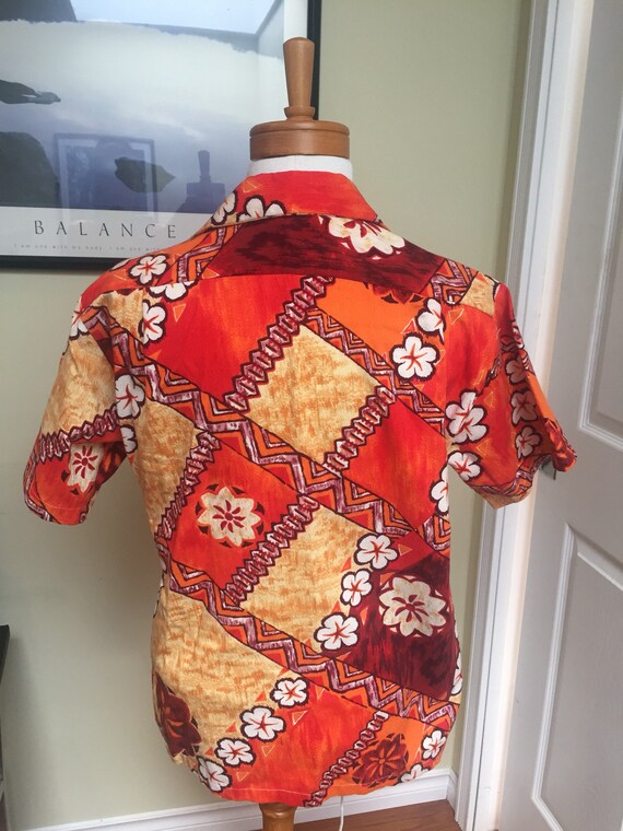 Big sale Bark cloth Hawaiian shirt orange 60s - image 3