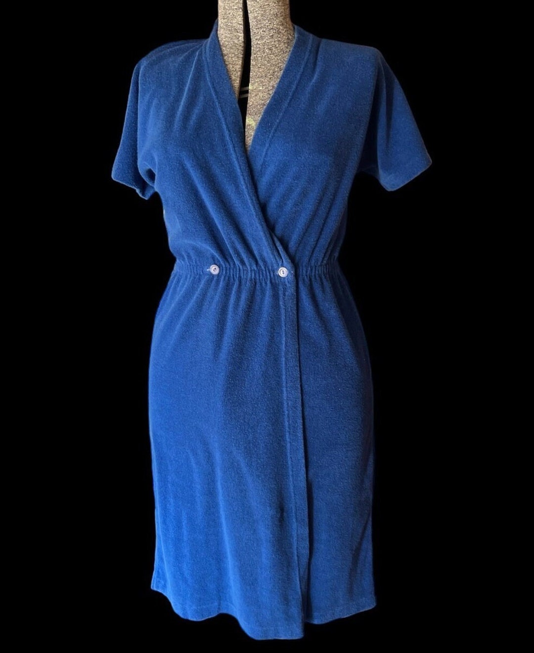 Vintage 80s Terry Cloth Wrap Dress Cover Up Etsy