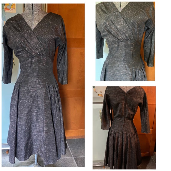 Vintage 1950s grey tea dress Joy Frock