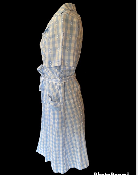 1940s/50s blue and white gingham house dress L - image 6
