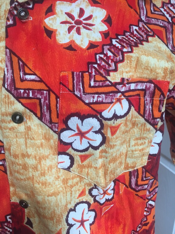 Big sale Bark cloth Hawaiian shirt orange 60s - image 6