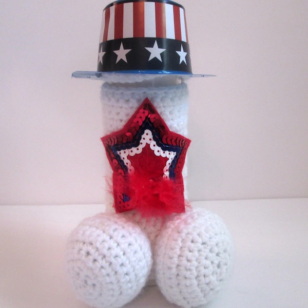 PATRIOT CANDLE COZY, penis cozy, patriot hostess, dick candle, cock cozy, patirot bride, usa penis, dick cozy, crochet penis, adult novelty