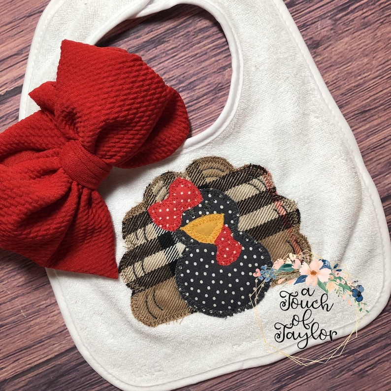 Unisex Gift Fall Bib Holiday Bib Baby Shower Gift Baby Gift Thanksgiving Embroidered Bib Boy Bib Girl Bib First Thanksgiving