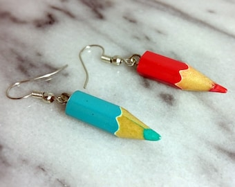 Coloured Pencil hook earrings