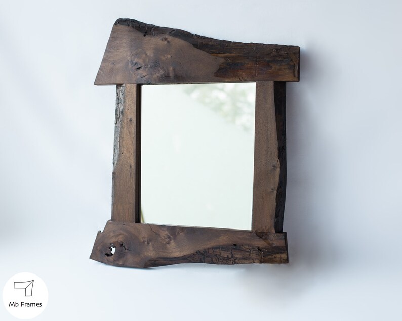 Rustic Walnut Reclaimed Decor Brown Housewarming Bathroom Mirrors Wood Gifts Original Mirror Frame Wall