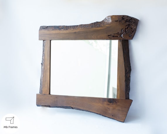 Wall Mirror Rustic Wood Brown Walnut Home Decor Wall Mirror Rustic Wood Brown Walnut