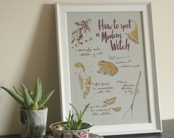 Limited Edition Modern Witch screen print A4
