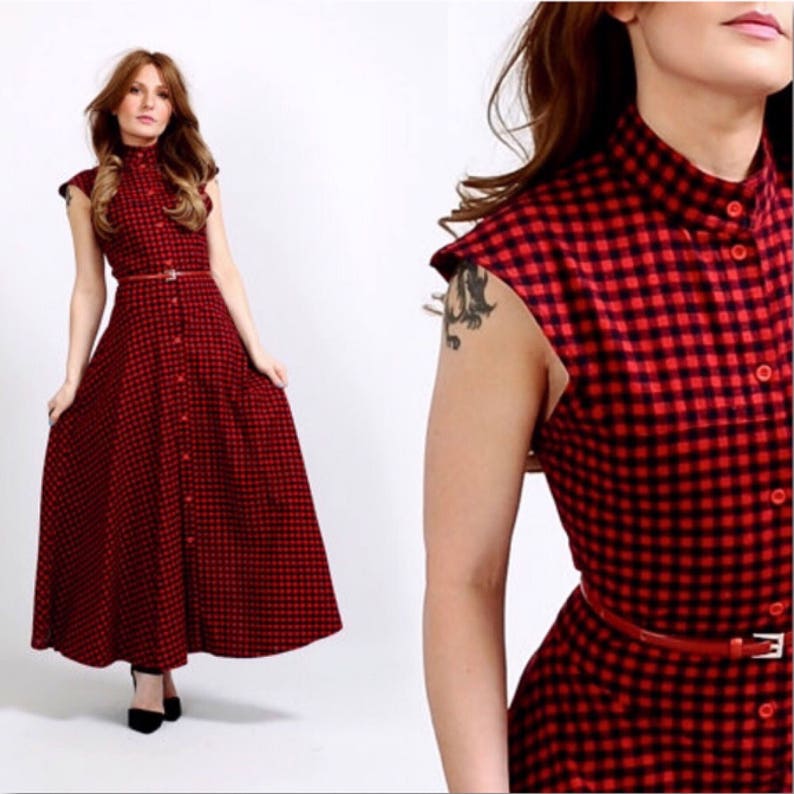 buffalo plaid maxi dress