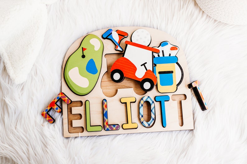 Golf Themed Name Puzzle for Kids. Golf First Birthday Baby Etsy