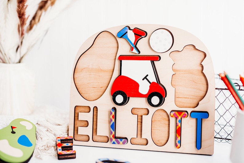 Golf Themed Name Puzzle for Kids. Golf First Birthday Baby Etsy