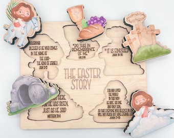 Easter Story Puzzle: Wooden Montessori Bible Toy