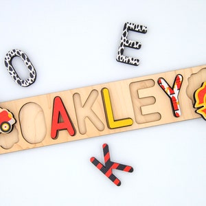 Firetruck name puzzle / firefighter puzzle / Name puzzle / Toddler gift/ First birthday gift/ Gift for baby/ Firefighter gift