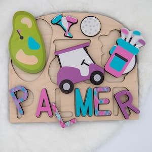 Hole in One party puzzle, Golf girl name puzzle, Wooden Name Puzzle, Personalized Name Puzzle, Baby shower gift, Toddler name puzzle