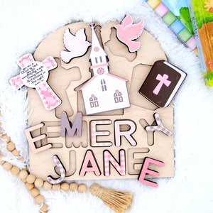 Baby Dedication name puzzle/ Wooden Name Puzzle/ Personalized Name Puzzle for kids/ Religious Gift/ Baptism Gift /Christian