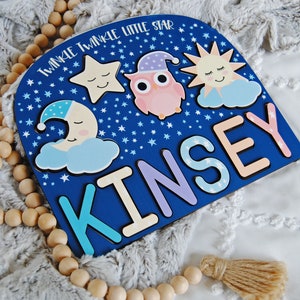 Twinkle twinkle little star name puzzle for kids. Perfect for baby shower gift, birthday present or learning tool.