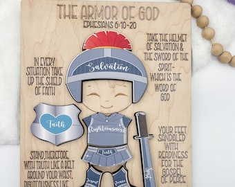 Armor of God puzzle/ Christian gift for kids/ Montessori toy/ Wooden Bible puzzle/ educational puzzle/ gift for toddler