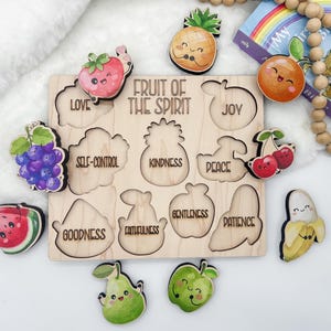 Fruit of the Spirit Puzzle: Wooden Montessori Toy, Christian Gift