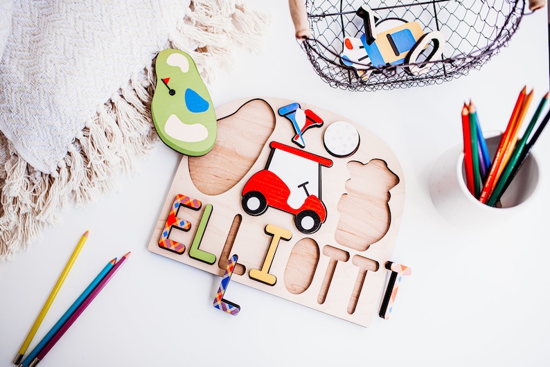 Golf Themed Name Puzzle for Kids. Golf First Birthday Baby Etsy