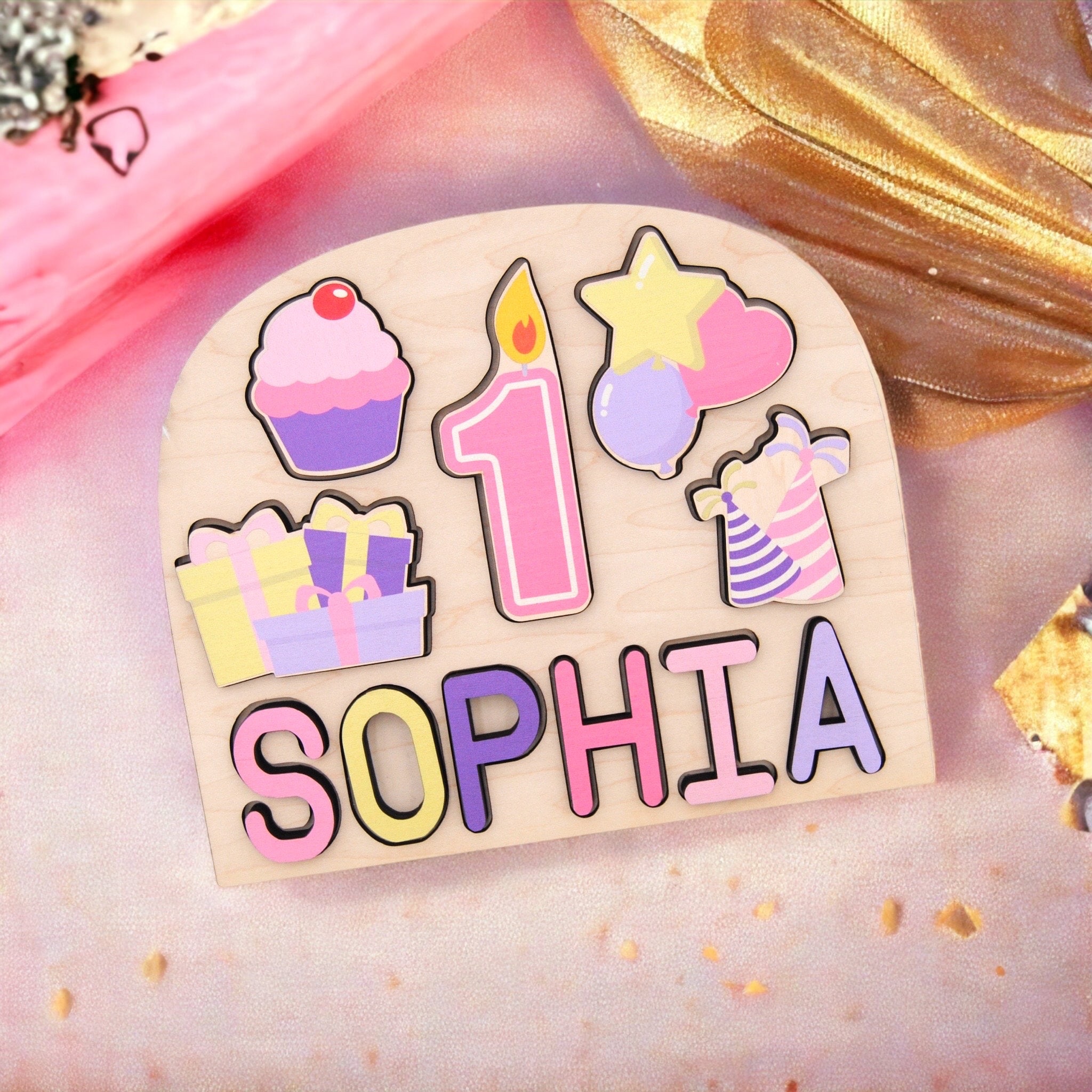 Birthday Name Puzzle for girl, Birthday toy, First Birthday, Baby shower gift, 1st birthday gift, 1st puzzle toy, 1st Christmas gift