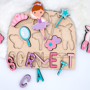 Ballerina name puzzle for kids. Great baby shower gift, Christmas present, birthday gift or learning tool.