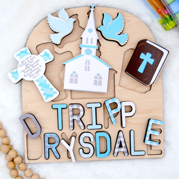 Baby Dedication name puzzle/ Wooden Name Puzzle/ Personalized Name Puzzle for kids/ Religious Gift/ Baptism Gift /Christian