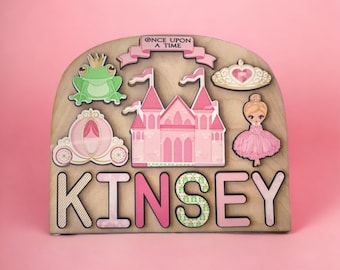 Once Upon a Time Princess name puzzle for kids/ Wooden Name Puzzle/ Personalized Name Puzzle/ Gift for toddler