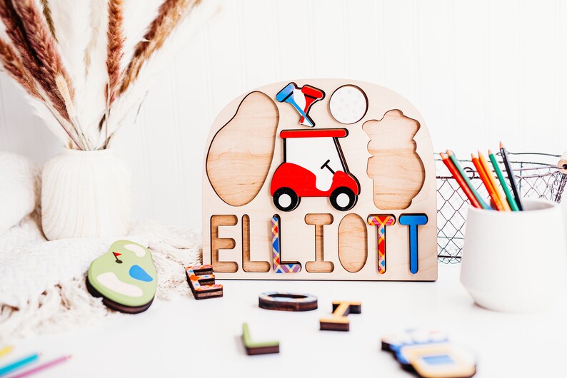 Golf Themed Name Puzzle for Kids. Golf First Birthday Baby Etsy
