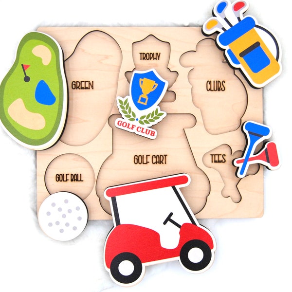 Puzzle for toddlers/Golf gift/ Birthday gift for toddlers/ Christmas for kids/ Montessori wooden toys/ Learning tools