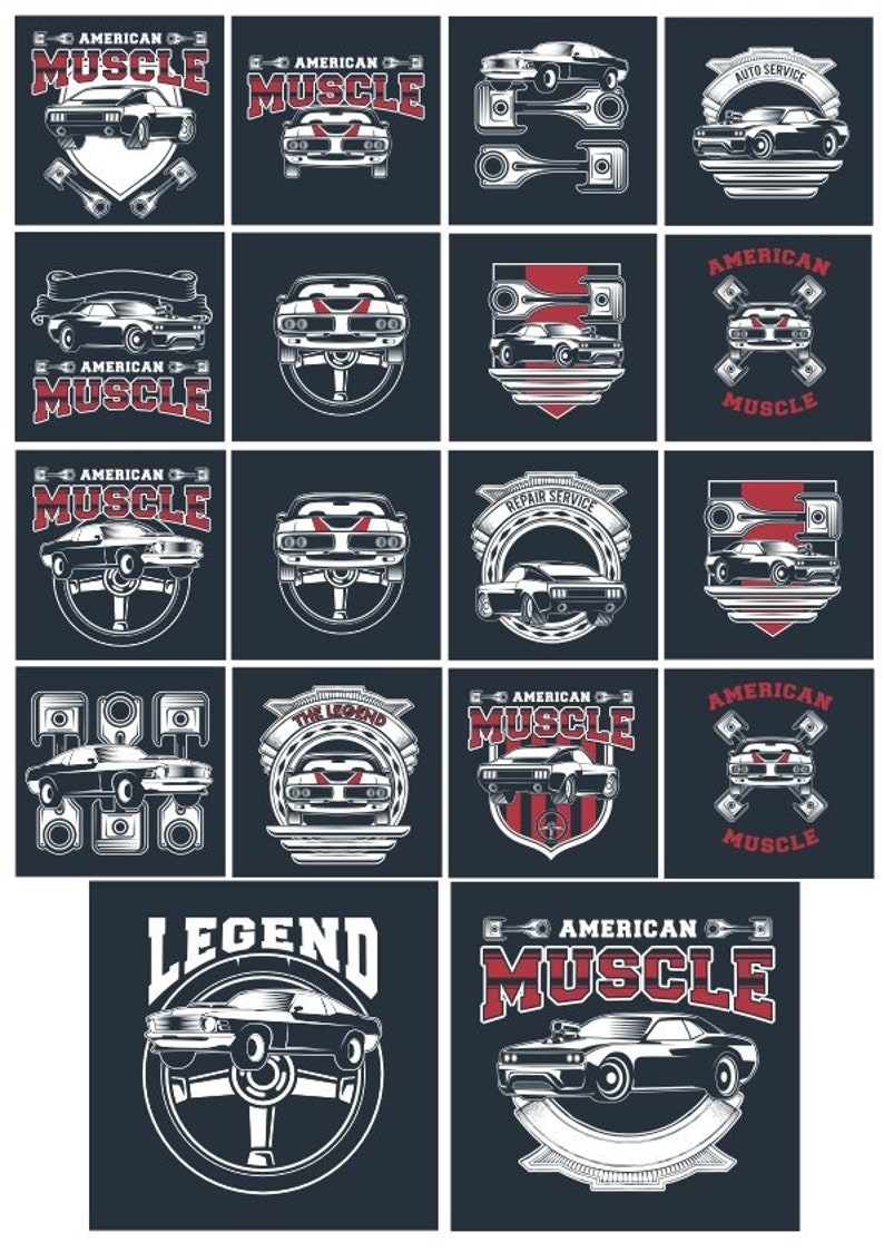 American Classic Muscle Cars Emblems 1 Svg File Digital File, SVG PNG