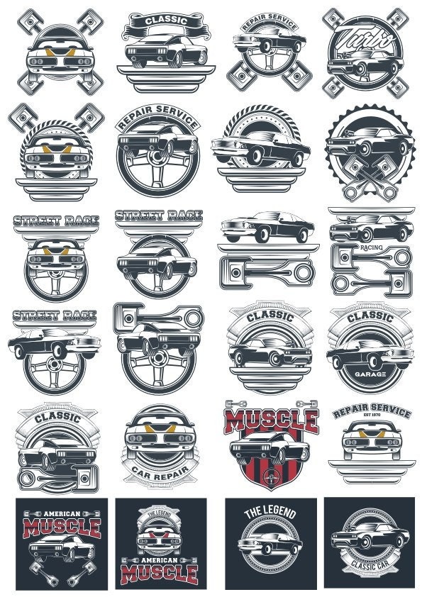 American Classic Muscle Cars Emblems Svg File Digital File, SVG PNG Cdr
