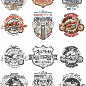 Motorbike vintage emblems for t-shirt print SVG vector file.Digital file, SVG jpg CDR clip art silhouette designs, digital download.