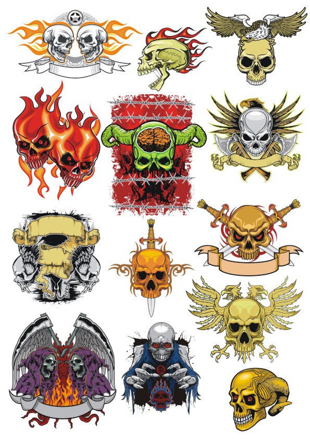 Skulls, Cross, Swords  Production Ready Artwork for T-Shirt Printing