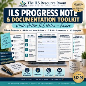 Può includere: Il kit di strumenti ILS Progress Note & Documentation include un modello compilabile, un generatore di note da 60 secondi, un framework G.S.P.P. e 10 esempi. La risorsa digitale presenta un modulo per le note, una lista di controllo e un taccuino.