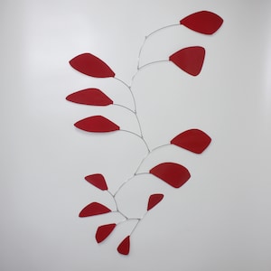Friendship Style Hanging Mobile Red Leaves - Large Kinetic Art - Free US Shipping