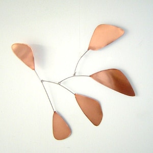 Splash of Copper Leaves Hanging Mobile Art - Kinetic Art - Free US Shipping